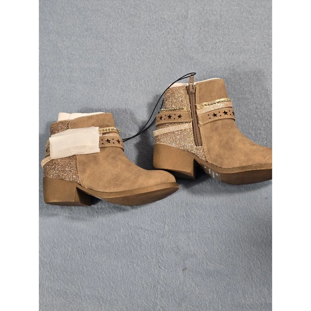 NEW! Pop Big Kid Girls Wendy Block Heel Brown Booties SZ 11M, New In Box! R$70